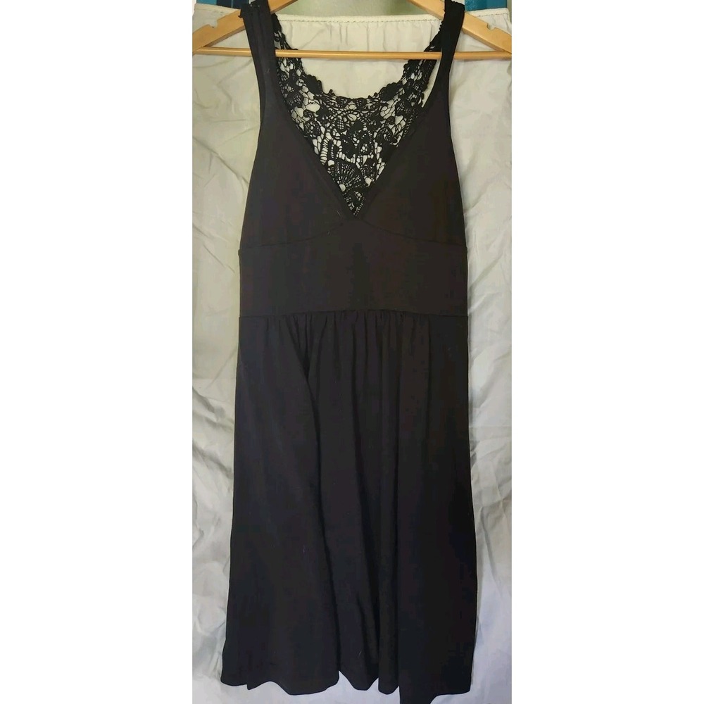 Lux Crochet Racerback Black Mini Dress Size M